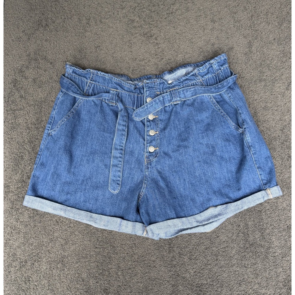 Wax Jean Los Angeles Medium Wash Paperbag Waist Denim Shorts 3XL 90196XL